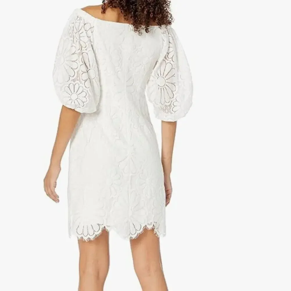 Trina Turk Lace Off The Shoulder Dress 2 White Bridal Shower Bachelorette - Picture 2 of 7